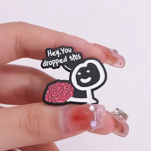 Hey You Dropped This Brain Soft Enamel Pins Custom Funny Quotes Small Brooches Lapel Badges Wholesale
