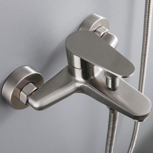 Elegante Set miscelatore da bagno <span class=keywords><strong>in</strong></span> <span class=keywords><strong>acciaio</strong></span> inossidabile rubinetto da <span class=keywords><strong>doccia</strong></span> a parete soffione per vasca da bagno morbido massaggio antipioggia spazzolato - Product Image 3