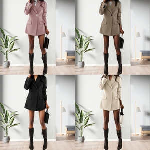 Vestido Elegante para Mujer, Cuello de Traje, Manga Larga, Un Solo Botón, Moda - Product Image 2