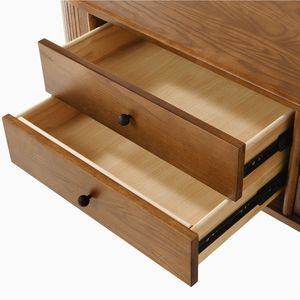 Ajunion giữa thế kỷ hiện đại hình bầu dục rắn Bàn cà phê gỗ trượt bên cửa 2 tầng ngăn kéo phòng khách Bàn cà phê - Product Image 4