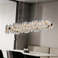 Lustre moderne en verre Blossom, luminaire suspendu floral en acrylique bronze avec LED à intensité variable, garantie de 3 ans pour salon