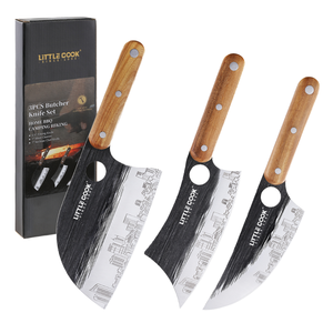 Ensemble de 3 couteaux de cuisine en acier inoxydable Viking Serbain Chef avec manche en bois de luxe et motif unique pour la cuisine - Product Image 4