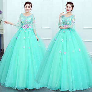 Ice Blue Tulle Evening Gown Long Skirt Stage Performance Costume Women Adult Spring 2026 Art Exam Dress - Product Image 1