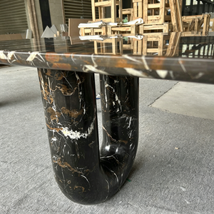 Tavolino <span class=keywords><strong>da</strong></span> Caffè Moderno in Marmo Nero, Design di Lusso in Stile Francese Classico, Tavolo Rotondo Centrale per Arredamento Casa - Product Image 5