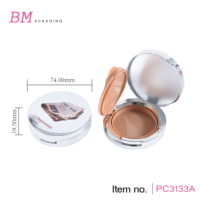 Emballage personnalisé de fond de teint, de crème BB et de correcteur cosmétique, en ABS argenté métallisé, rond, double coussin d'air, vide, 15 g