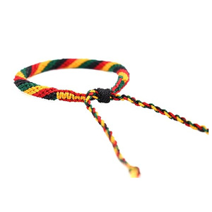 Pulsera Trenzada Rasta <span class=keywords><strong>Reggae</strong></span> Jamaica Roja, Amarilla, Verde y Negra, Cordón Encerado, Cierre de Pulsera, Hecha a Mano - Product Image 2