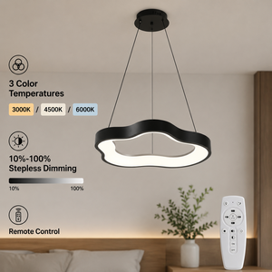 Modern Metal Led Pendant <b>Light</b> For <b>Indoor</b> Dining Room Bedroom With Remote Dimmable Tricolor Adjustable Height 27W - Product Image 4