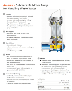 Bomba sumergible de hierro fundido de una etapa Amarex CN con cortador, de conexión directa, para instalación fija o móvil - Product Image 3
