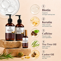 Shampooing, après-shampoing et sérum pour le cuir chevelu à la biotine et à la kératine, marque privée OEM ODM, ensemble de soins capillaires en 3 étapes pour les cheveux secs, faibles, fins et abîmés