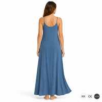 Robe longue en viscose 180 GSM pour femme, décontractée, pour les vacances, à fines bretelles, fluide, coupe trapèze, unie, confortable, avec logo personnalisé, OEM ODM, tailles XS-5XL