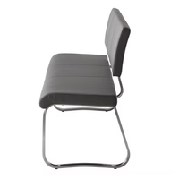 Banc de salle à manger gris en cuir synthétique avec pieds chromés Bancs rembourrés Dossier Tables à manger Bureau à domicile Utilisation en atelier