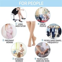 Chaussettes de compression médicales unisexe 20-30 mmHg en stock, vente en gros d'usine, à bout fermé, hauteur genou, pour voyage/vol, pour homme et femme