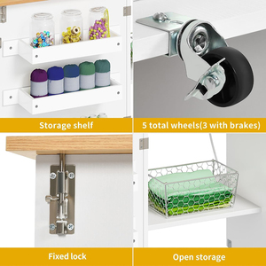 <span class=keywords><strong>Table</strong></span> à coudre <span class=keywords><strong>pliante</strong></span> au design moderne avec station de charge roulettes verrouillables multi-artisanat portes magnétiques et rangement caché - Product Image 4