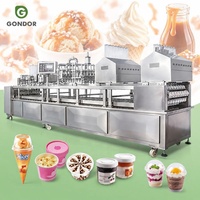 Machine de remplissage et de scellage rotative pour hummus Aemi, automatique, pour le remplissage de gobelets PP, le scellage et la fermeture de pots/bouteilles de yaourt en 4 lignes (gobelets/plateaux)