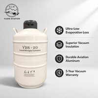 Réservoir d'azote liquide en aluminium de qualité aérospatiale 20L YUXIN AVIATION, faible taux d'évaporation, flacon Dewar à vide poussé