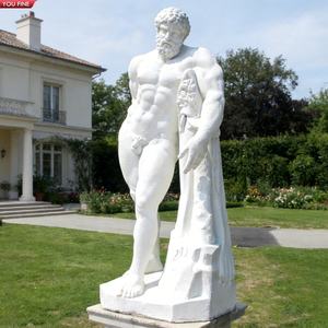 आपके जीवन का आकार सफेद संगमरमर हर्कुलस मूर्तिकला क्लासिक ग्रीक पौराणिक कथा कला उद्यान विला सजावट के लिए - Product Image 1