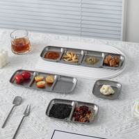 Rétro 304 acier inoxydable Barbecue assaisonnement Sauce plat 1/2/3/4 compartiments vaisselle coréenne Sauce soja trempette soucoupe plat