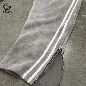 Pantalon Harem Vintage Délavé 100% Coton Respirant Streetwear Personnalisé Jambes Larges Joggers Cordon de Serrage Patch Croisé pour Hommes Commandes d'Équipe - Product Image 3