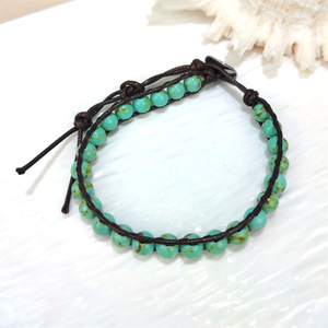 <span class=keywords><strong>Bracciale</strong></span> da donna con perline in pietra <span class=keywords><strong>naturale</strong></span> <span class=keywords><strong>Bracciale</strong></span> in cordoncino in pelle a 2 file <span class=keywords><strong>turchese</strong></span> occhio di tigre in pietra Howlite <span class=keywords><strong>bracciale</strong></span> avvolgente a mano - Product Image 6