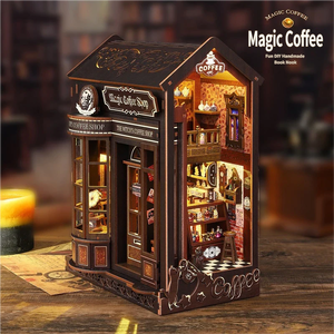 Magic Coffee DIY Book Nook, Rompecabezas 3D, Sujetalibros Ensamblado, Kit de Manualidades con Modelo de Casa en Miniatura Hecha a Mano - Product Image 3