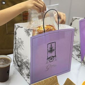 Sacs en papier kraft écologiques imprimés avec logo personnalisé, conception gratuite pour les plats à emporter de boulangerie, livraison de nourriture, emballage de boulangerie, recyclables - Product Image 1