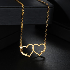 Dropshipping POD Custom Heart Necklace <b>Name</b> Pendant Stainless Steel Necklace Gold Plated <b>Chain</b> Romantic Jewelry - Product Image 3