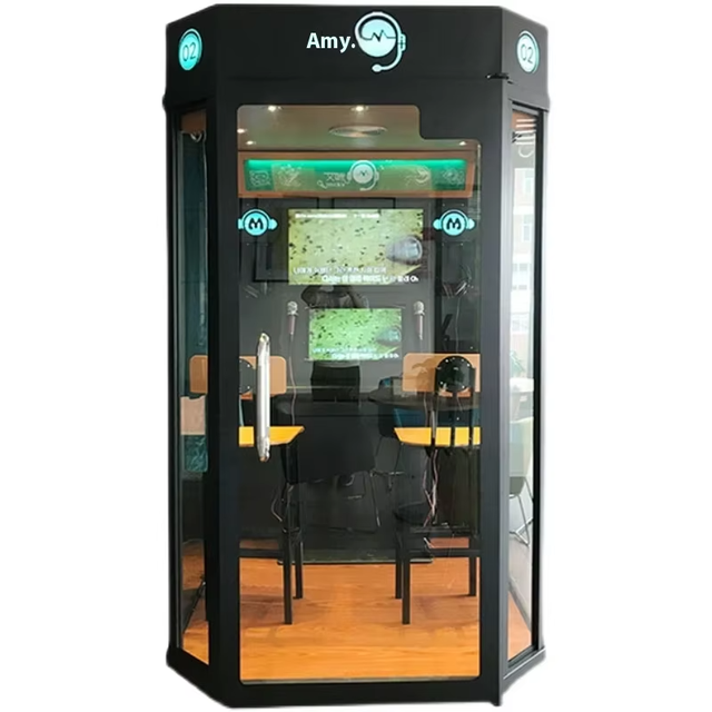 Mini Karaoke Room Self Service Singing Bar Jukebox Mobile Soundproof Pavilion for Reading Singing Coin Operated Games Camp