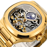Montre mécanique automatique squelette de luxe pour homme, marque célèbre Forsining Factory SKROX, livraison rapide, phase de lune
