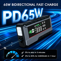 Démarreur intelligent multifonction 12V et gonfleur de pneus avec batterie 26800mAh, courant de crête 6000A pour voitures et motos, PD65W