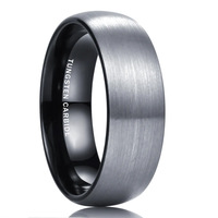 Herrenring aus zweifarbigem 8mm Wolframkarbid, gebürstet, matt, kostenlose Gravur, I LOVE YOU, Ehering, Verlobungsring