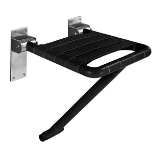 Banc mural pliable Baiyurui en acier inoxydable 304 noir, siège de douche antidérapant pour personnes âgées et handicapées, équipement de sécurité pour salle de bain - Product Image 2