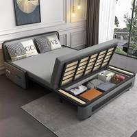 Sofá Cama Multifuncional 2 en 1, Sofá de Dos Plazas con Almacenamiento en Cuero Sintético Impermeable y Bolsillo Lateral, Plegable y Convertible
