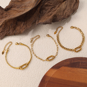 Carabiner Lock <b>Necklaces</b> & Bracelets | 18K PVD Gold Plated Stainless Steel Chain Assorted Shape Clasp Trendy Unisex DIY Jewelry - Product Image 5