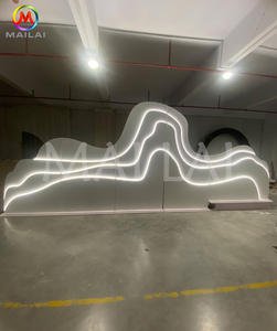 モダンラグジュアリー3Dデザイン装飾PVC + アクリル結婚式背景LEDライト付きホワイト工場直販 - Product Image 1