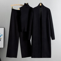 Nouvel ensemble pull col roulé et cardigan long en maille ample anti-rides de luxe en nylon/coton pour femmes grandes tailles, collection automne-hiver