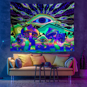 Tapiz Fluorescente Tejido Ecológico Lavable a Máquina con Diseño Psicodélico de Mandala, Artículos de <span class=keywords><strong>Brujería</strong></span>, Luz UV - Product Image 2