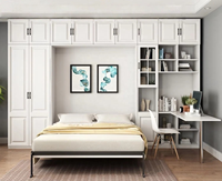 Modernes Integriertes Doppel-Kleiderschrank-Bett Multifunktionales Verstecktes Klappbares Aufbewahrungs-Wandbett mit Schreibtisch