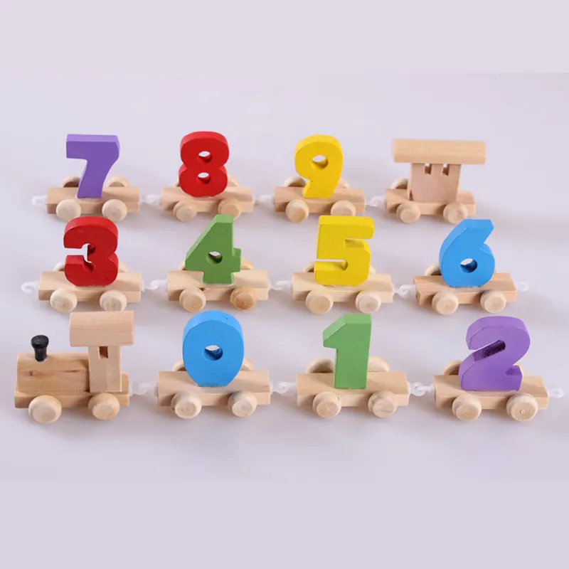 Đồ Chơi Mô Hình Tàu Hỏa Montessori Bằng Gỗ Với Số Mẫu 0 ~ 9 Khối Đồ Chơi Xe Hơi Giáo Dục