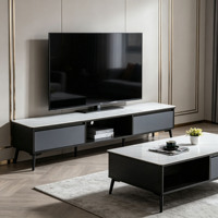 Ensemble meuble TV et table basse en bois moderne avec rangement ouvert pour salon, mobilier de maison, vente en gros, direct usine