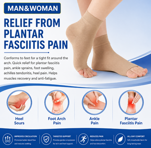 Beige di Colore Della Caviglia di Compressione A <span class=keywords><strong>Manica</strong></span> Open Toe Calze A Compressione Per Il Gonfiore Fascite plantare Distorsione - Product Image 3
