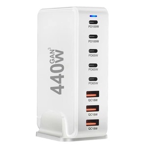 440W GaN Desktop Charger 6 Port PD Fast Charging Multi Protocol USB C <b>Adapter</b> White - Product Image 1