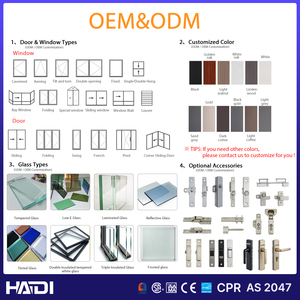 HAIDI Middle <strong>Big</strong> Glass Panel Fixed Window Aluminium Casement windows Double Glazing Awnings Window - Product Image 6