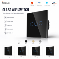 Interrupteur intelligent Chuyun Matter avec panneau en verre, étanche, compatible Tuya / Alexa / Google, fonctionne avec ou sans fil neutre