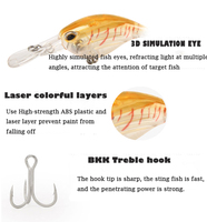 LutacOEM CRANK BAIT/60MM 5.8G/Floating/ HOOK Long Tongue Plate Design Long Wind Choke Design 3D Simulation Eyes