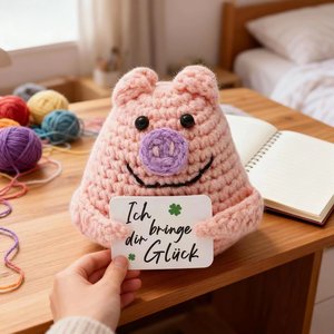 Sẵn sàng thực hiện búp bê màu hồng lợn thẻ mới cảm xúc phim hoạt hình tùy chỉnh dệt kim lợn Crochet Búp Bê Nhà Bên trang trí nội thất Quà Tặng - Product Image 4