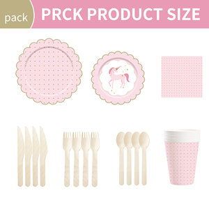 Fournitures de fête d'anniversaire pour enfants DAMAI, thème licorne rose, vaisselle jetable ronde pour filles, serviettes en papier, gobelets, assiettes - Product Image 5