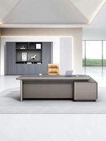 Meuble de bureau rectangulaire en chêne avec bordure en alliage d'aluminium, style italien, luxe léger, moderne, grande capacité, pour usage commercial