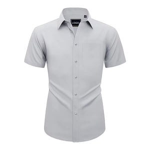 <span class=keywords><strong>Chemise</strong></span> décontractée respirante à revers de couleur unie pour hommes, style européen et américain, idéale pour l'été – Vente en gros - Product Image 1