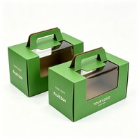 Boîte à fruits pliable verte avec fenêtre en PVC, imprimée sur mesure pour fruits frais, boîte cadeau de qualité alimentaire pour fraises et bleuets