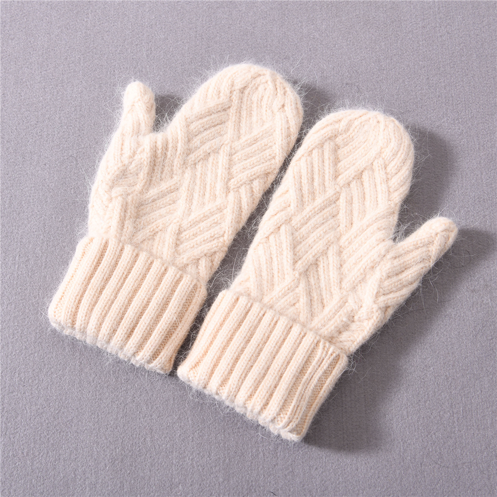 Оптовая продажа с фабрики, зимние теплые аксессуары для рук, модные толстые простые Варежки Унисекс из 100% шерсти, женские вязаные кашемировые перчатки